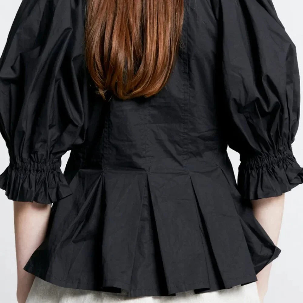 Karen Walker Melody Organic Cotton Top. Size US6/UK10. Black. - Picture 3 of 6